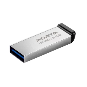 Memoria USB de 64GB UR350 3.2 Gen 1 (retrocompatible 3.0 y 2.0), diseño elegante sin tapa. Color Metálico, negro. UR350-64G-RSR/BK