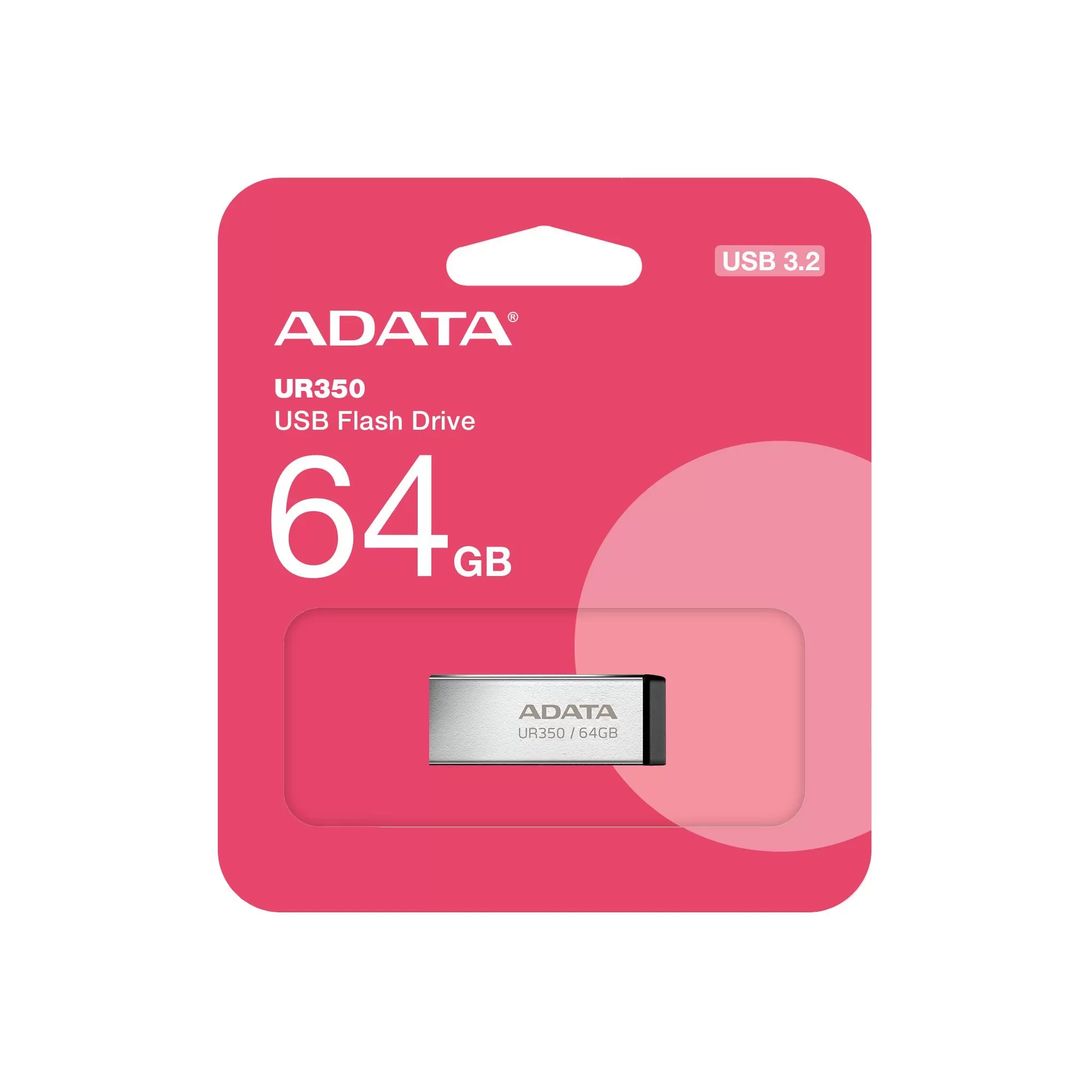 Memoria USB de 64GB UR350 3.2 Gen 1 (retrocompatible 3.0 y 2.0), diseño elegante sin tapa. Color Metálico, negro. UR350-64G-RSR/BK - Imagen 3