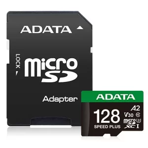Micro Secure Digital ADATA SPEED PLUS microSDXC UHS-I U3 Clase 10, SD 6.0, V30 128GB Clase 10 (A2), Velocidad de lectura / escritura 180/160 MB/s UD128GUI3
