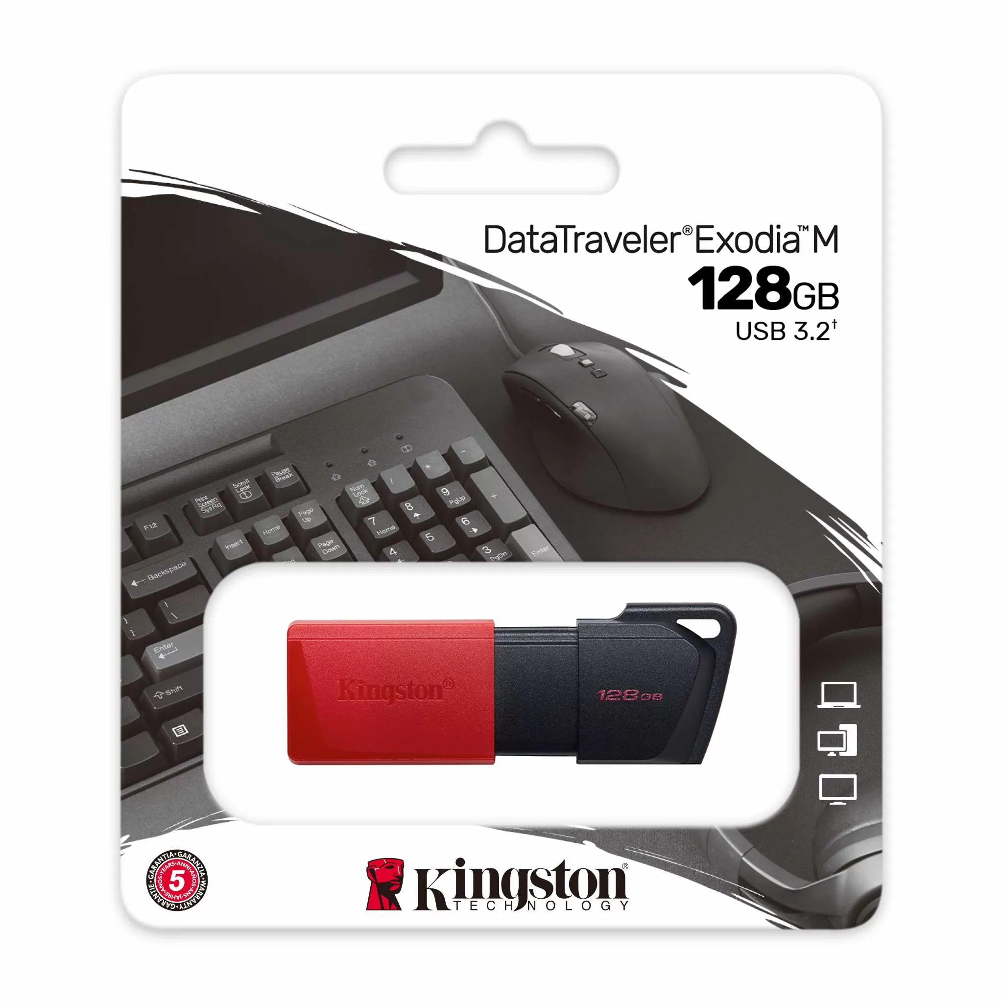 MEMORIA USB KINGSTON DATATRAVELER EXODIA M 128GB 3.2 GEN 1 RETRÁCTIL - Imagen 2