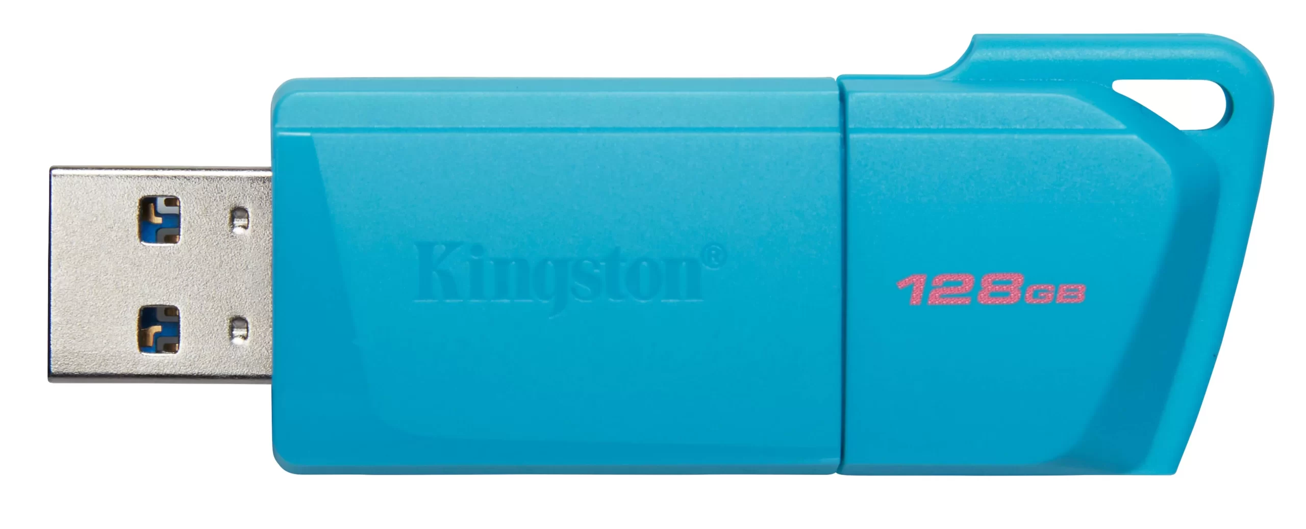 MEMORIA USB KINGSTON DATATRAVELER EXODIA M 128GB 3.2 GEN 1 RETRÁCTIL AQUA-AZUL NEON
