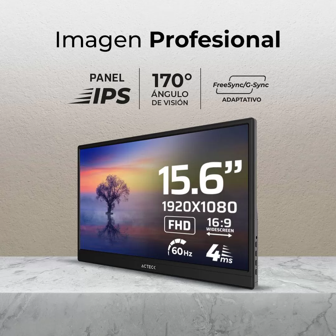 Monitor Portátil plano 15.6 Pulgadas ACTECK SLIMOARD SB15T - Imagen 2
