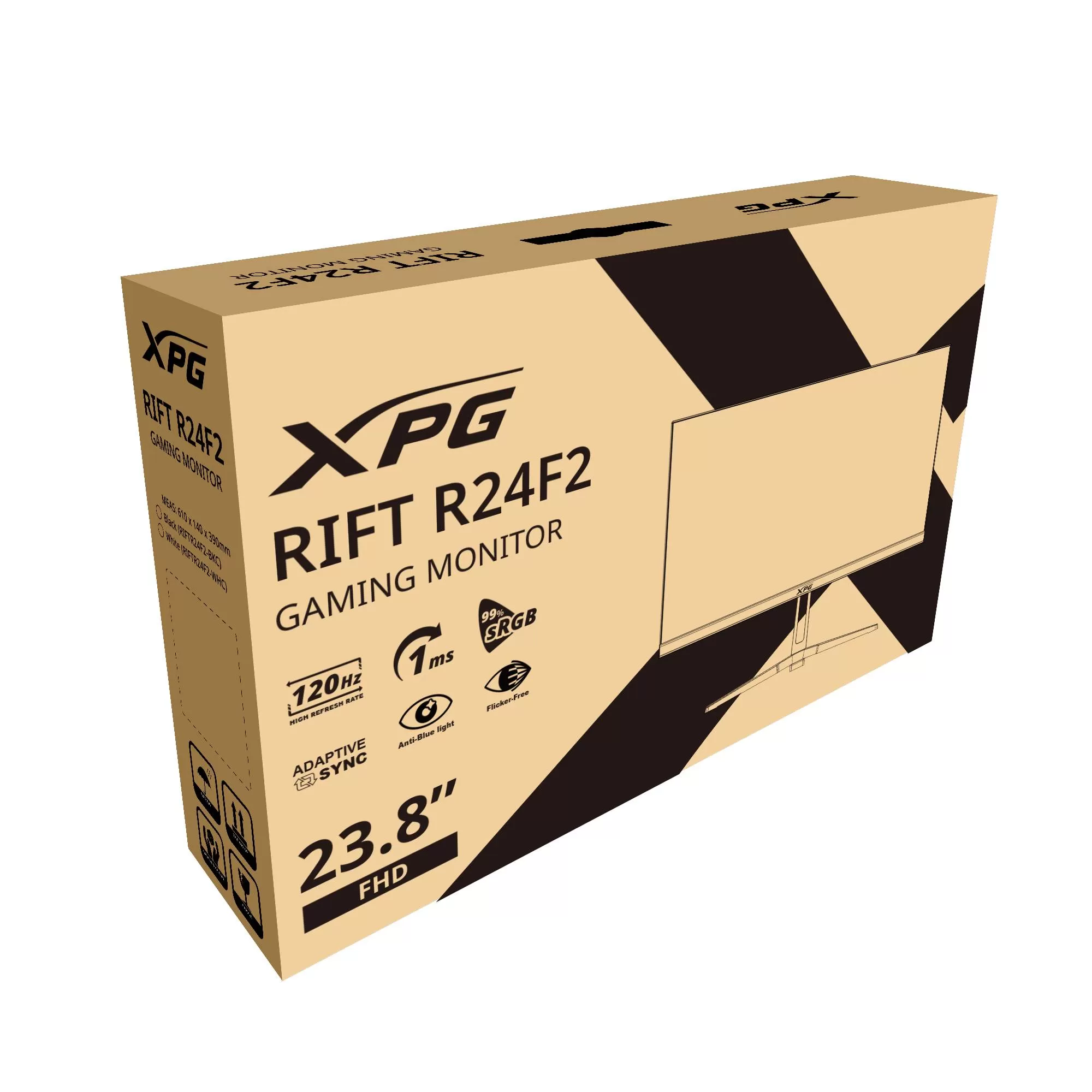 Monitor Gaming XPG 24 120Hz RIFT R24F2. Resolución: 1920×1080(FHD). Respuesta: 1ms(MPRT), Puertos: HDMI 2.0x1, Display 1.2 x1. Negro RIFT R24F2-WHCMX - Imagen 4