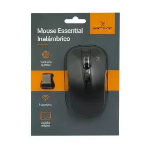 Mouse PERFECT CHOICE PC-044758, Negro, 3 Botones, RF Inalámbrico, Óptico, 1600 DPI