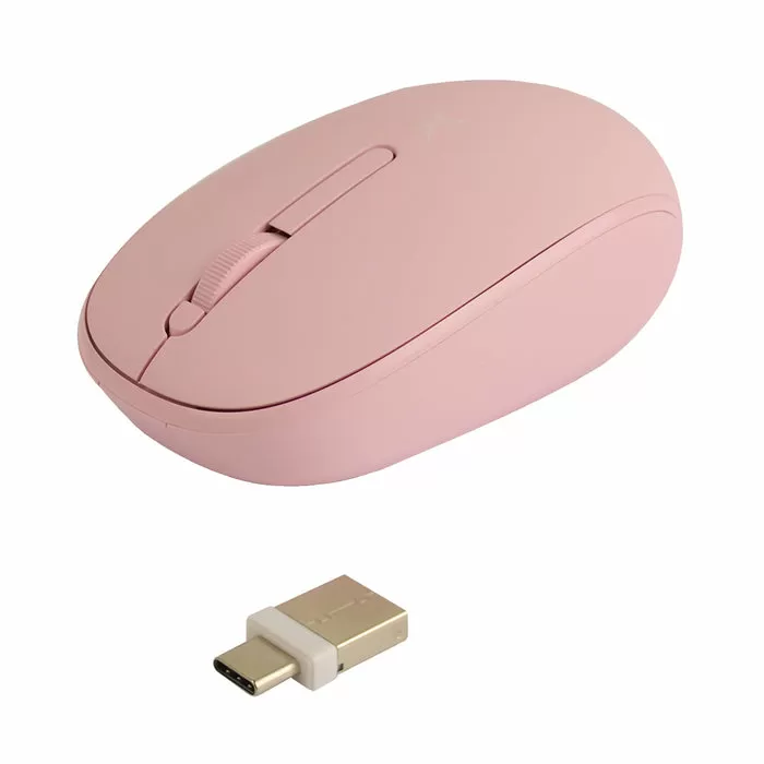 Mouse Inalámbrico rosa silencioso con receptor doble USB C+USB A PC-045182 - Imagen 3