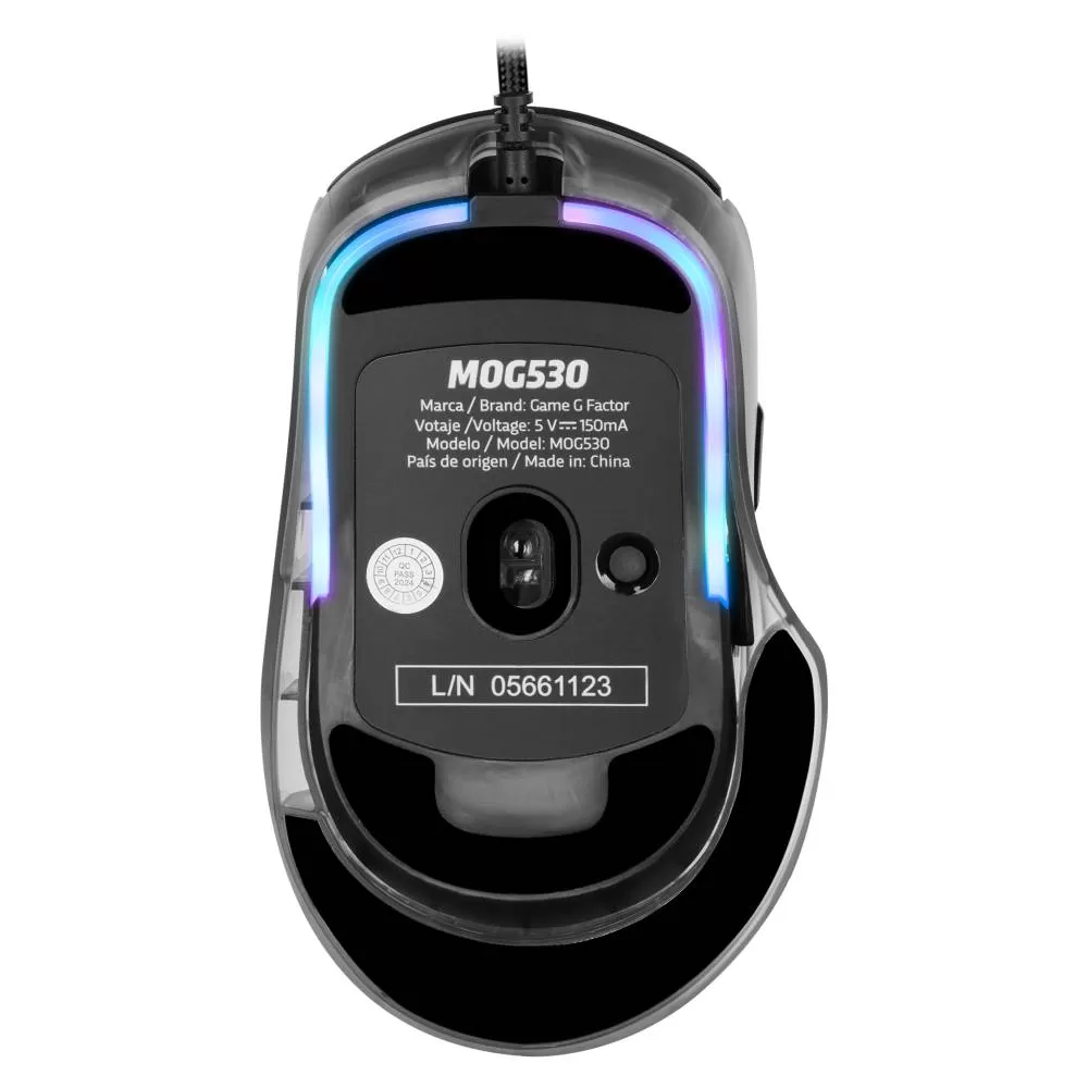 MOUSE GAME FACTOR MOG530-BK, CARCASAS INTERCAMBIABLES, PIXART 3327, 12,000 DPI, RGB, USB, NEGRO - Imagen 3