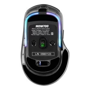 MOUSE GAME FACTOR MOW700-BK, CARCASAS INTERCAMBIABLES, 2.4G+BT, PIXART 3395, 26,000 DPI, RGB, NEGRO
