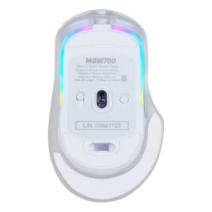 MOUSE GAME FACTOR MOW700-WH, CARCASAS INTERCAMBIABLES, 2.4G+BT, PIXART 3395, 26,000 DPI, RGB, BLANCO