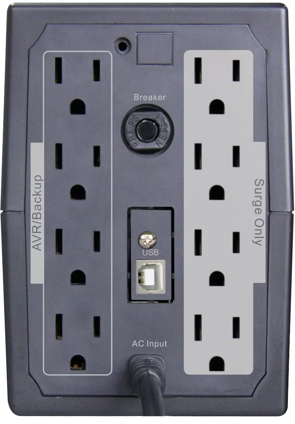 No break interactivo S900, 900VA/550W, entrada 127 VCA 60 Hz, salida 120 VCA, 4 tomas reguladas/4 reguladas y respaldadas, RJ11, pantalla LCD - Imagen 2