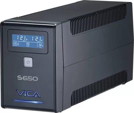 No break interactivo S650, 650VA/360W, entrada 127VCA 60 Hz, salida 120VCA, 4 tomas reguladas/4 reguladas y respaldadas, pantalla LCD,breaker termico