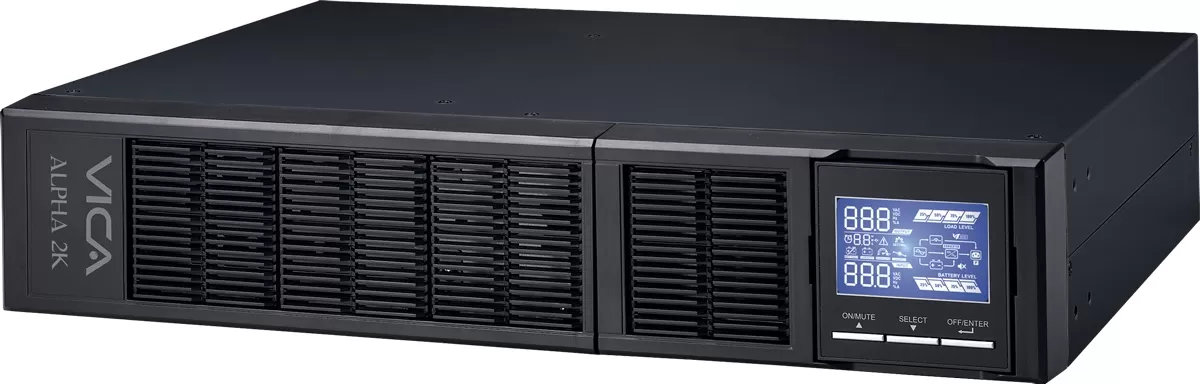UPS Online doble conversión Rack ALPHA 2K, 2000VA/2000W, 8 NEMA 5-15/20R protegidos, entrada NEMA 5-20P, 55/150Vca, salida 100/110/115/120/127Vca, SNMP - Imagen 2