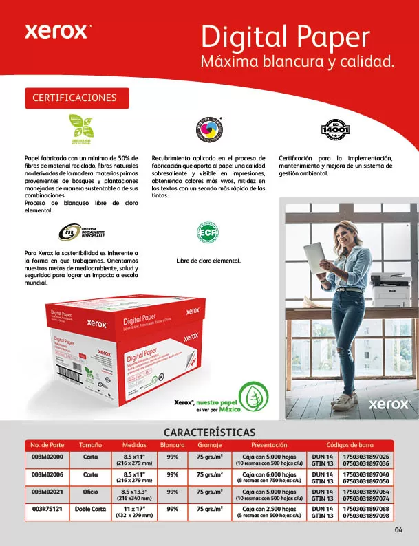 XEROX PAPEL DIGITAL ROJO CARTA 99% BLANCURA - Imagen 4