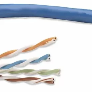 Bobina de cable de red UTP, Solida, 362344, Aluminio con recubrimiento de Cobre (CCA), 305m, CAT 5e, Color Azul, 4 pares, 24AWG