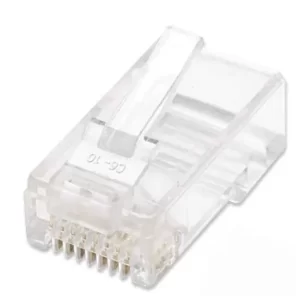 790055 PLUG RJ45 CAT5E MULTIFILAR UTP BOTE 100 PZAS ORO 15-MICRAS; Contactos con baño de oro de 15 µ.