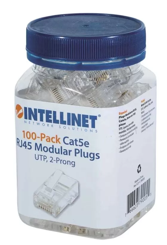 790055 PLUG RJ45 CAT5E MULTIFILAR UTP BOTE 100 PZAS ORO 15-MICRAS; Contactos con baño de oro de 15 µ. - Imagen 3