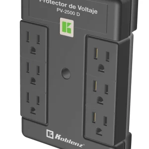 Protector de voltaje, 2500 VA /2000 W, 6 cont KOBLENZ PV-2500 D, Negro, 2500 VA, 2000 W
