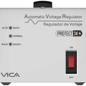 Regulador VICA PROTECT 3K 3000VA/ 1800W, Voltaje 120 VCA, 60Hz, 4 tomas protegidas, 175 joules, indicadores LED, Linea blanca