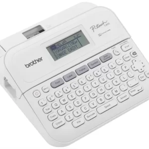 Rotulador Brother P-touch PTD410, transferencia térmica, USB, teclado qwerty, adaptador AC, imprime etiquetas laminadas de hasta 18 mm de ancho