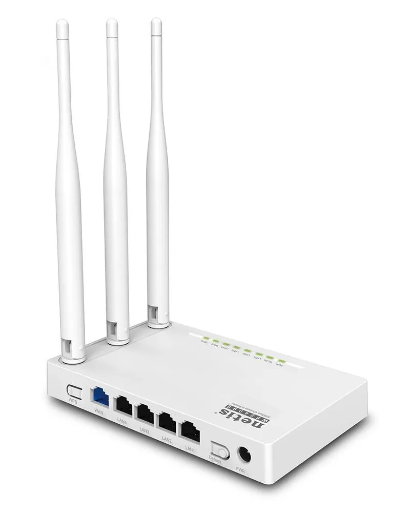 Netis Router Inalambrico N300 (WF2409E), 5 puertos (1 WAN,4 LAN 100 Mbps), WIFI 4, 300 Mbps, Router, AP, WISP, Repetidor, 3 Antenas 5 dBi, Multi SSID