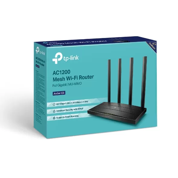 ROUTER WIFI INALÁMBRICO TP-LINK DOBLE BANDA ARCHER C6 GIGABIT MU-MIMO WPA3 - Imagen 3