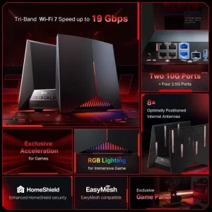 Router Gaming Wi-Fi 7 tribanda BE19000 (Archer GE800)