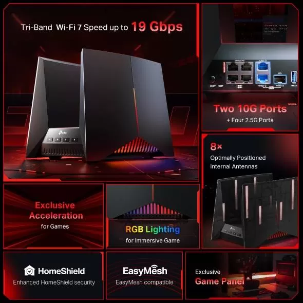 Router Gaming Wi-Fi 7 tribanda BE19000 (Archer GE800)