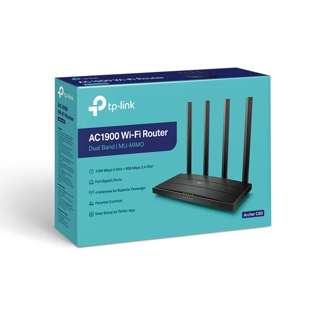 Router Inalámbrico Gigabit Dual Band AC TP-LINK Archer C80, 1.300 Mbps, 5 GHz, Omnidireccional, 4, Negro - Imagen 3