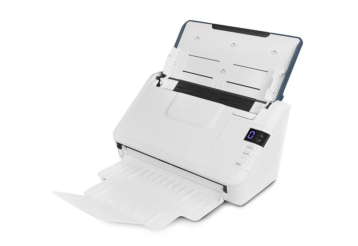 Xerox® Documate D35, Velocidad 45 ppm / 90 ipm B/N & grises; 35 ppm / 70 ipm en color, bandeja ADF de 50 hojas. Ciclo de trabajo diario 8000 hojas
