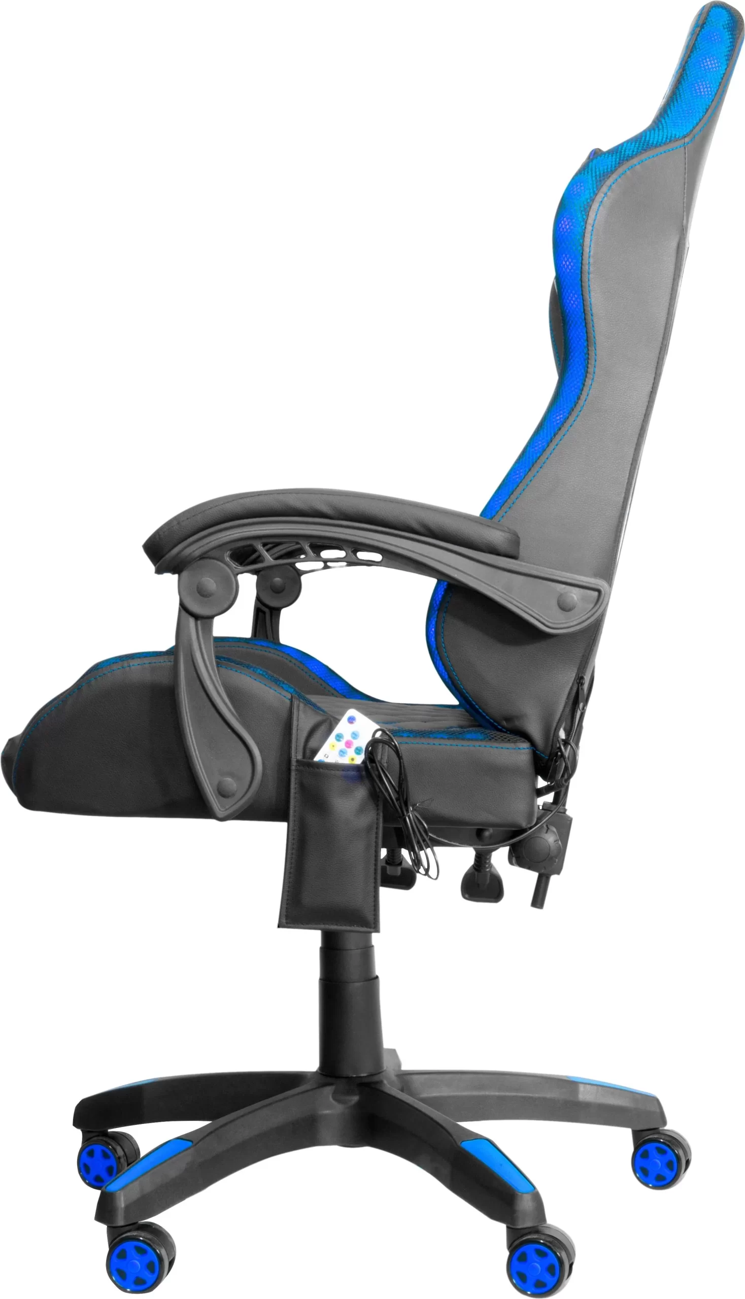 SILLA GAMER RGB INCLINACION RESPALDO 145 CLASE 4 140-150KG NSG-RGB1 FOAM 350MM 63CM*64CM*121-131CM COJIN LUMBAR Y CABEZA NEGRO/AZUL - Imagen 2