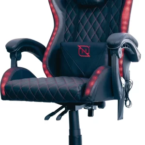 SILLA GAMER RGB INCLINACION RESPALDO 145 CLASE 4 140-150KG NSG-RGB1 FOAM 350MM 63CM*64CM*121-131CM COJIN LUMBAR Y CABEZA NEGRO/ROJO