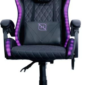 SILLA GAMER RGB INCLINACION RESPALDO 145 CLASE 4 140-150KG NSG-RGB1 FOAM 350MM 63CM*64CM*121-131CM COJIN LUMBAR Y CABEZA NEGRO/ROSA