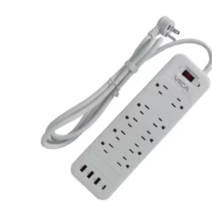 Centro de carga 9P VICA para protección contra sobretensiónes, 10 NEMA 5-15R con supresor de picos, 3 puertos USB-A y 1 USB-C. -Montaje pared