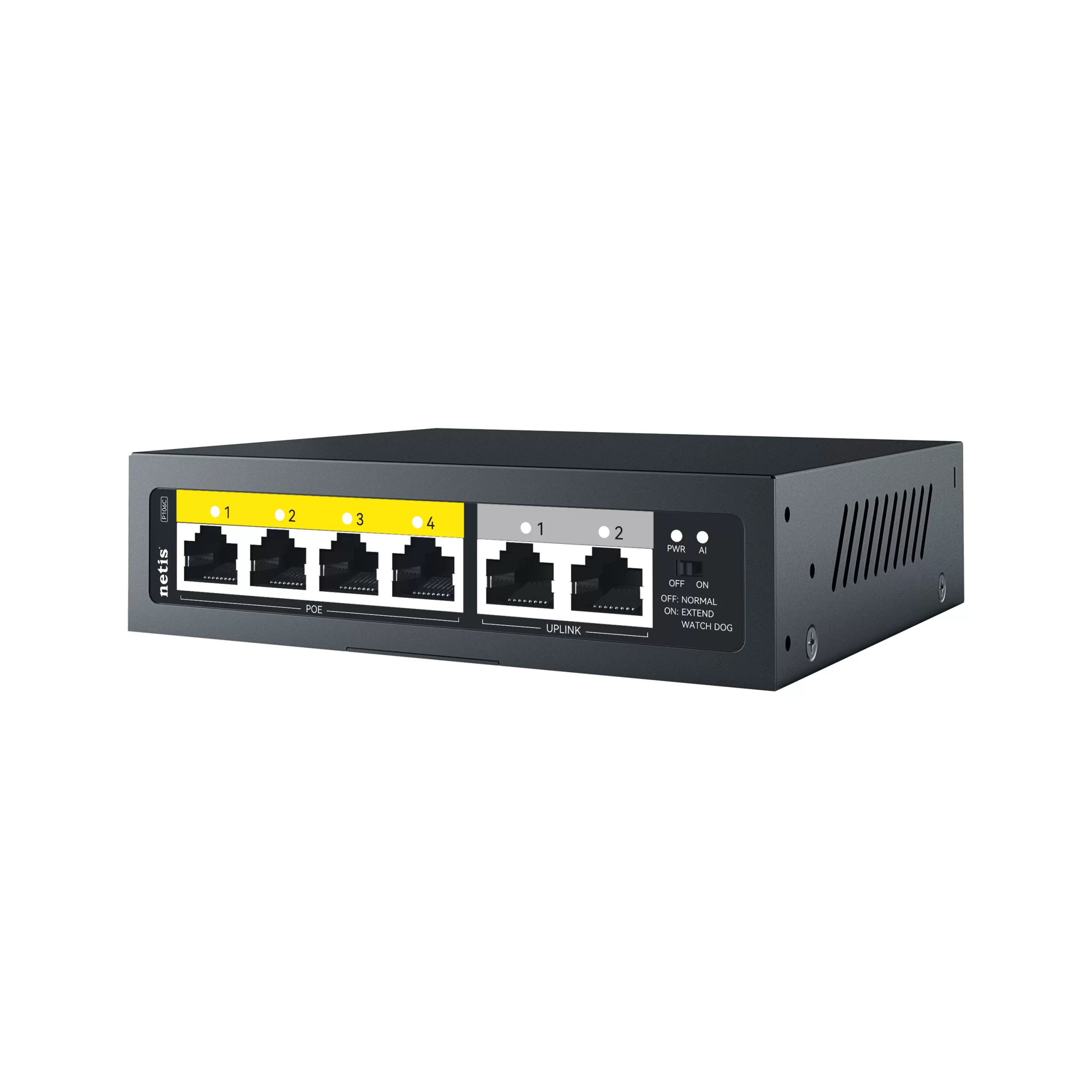 Netis Switch POE P106C, 4 Puertos POE y 2 Puertos Uplink, 60W, 100 Mbps, Watch Dog, Plug & Play, 250 Mts de alcance en transmisión, No Administrable - Imagen 3