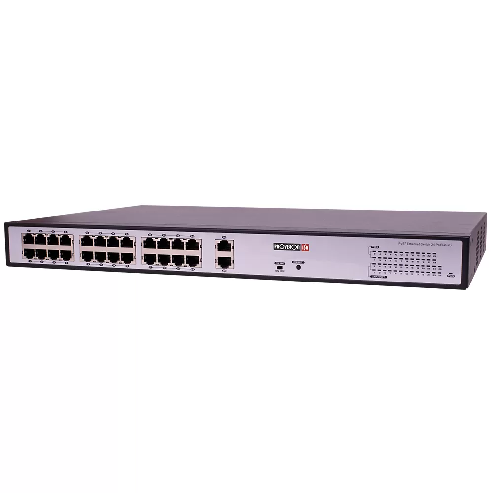 Switch-PoE 24 Puertos, 2 Puertos Uplink Giga-Cobre/Fibra, 300W Total, Hasta 250mts, Fuente Poder Interna. - Imagen 2