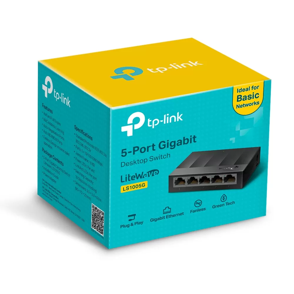 SWITCH DE 5 PUERTOS GIGABIT PARA ESCRITORIO TP-LINK LS1005G PLUG AND PLAY Y GREEN ETHERNET - Imagen 4