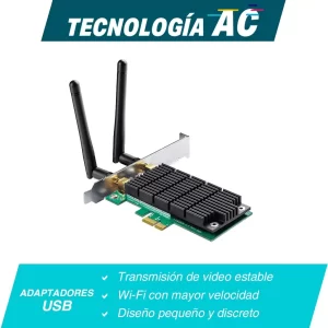 TARJETA DE RED PCI-EXPRESS WIFI DE DOBLE BANDA TP-LINK ARCHER T4E MIMO Y BEAMFORMING