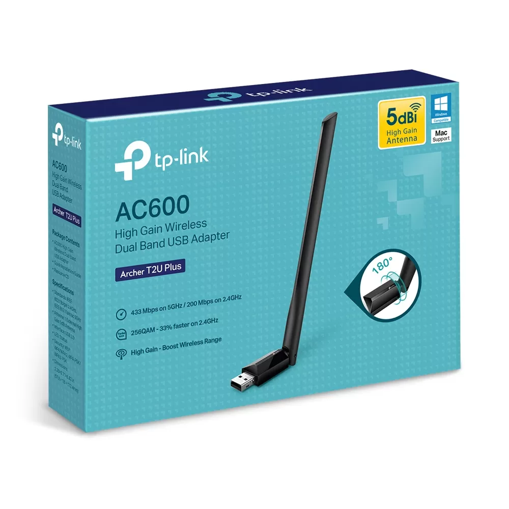 ADAPTADOR INALÁMBRICO CON DOBLA BANDA DE ALTA GANANCIA USB AC600 TP-LINK ARCHER T2U PLUS - Imagen 2