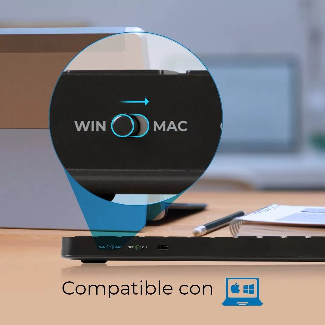 Teclado Inalámbrico 2.4hz Inspire Krea TI750 Acteck Elite Series Teclado Inalámbrico Dongle 2.4Mhz, Rango 10m, Bluetooth 5.1, USB A- USB C, 3 Dispositivos - Imagen 3