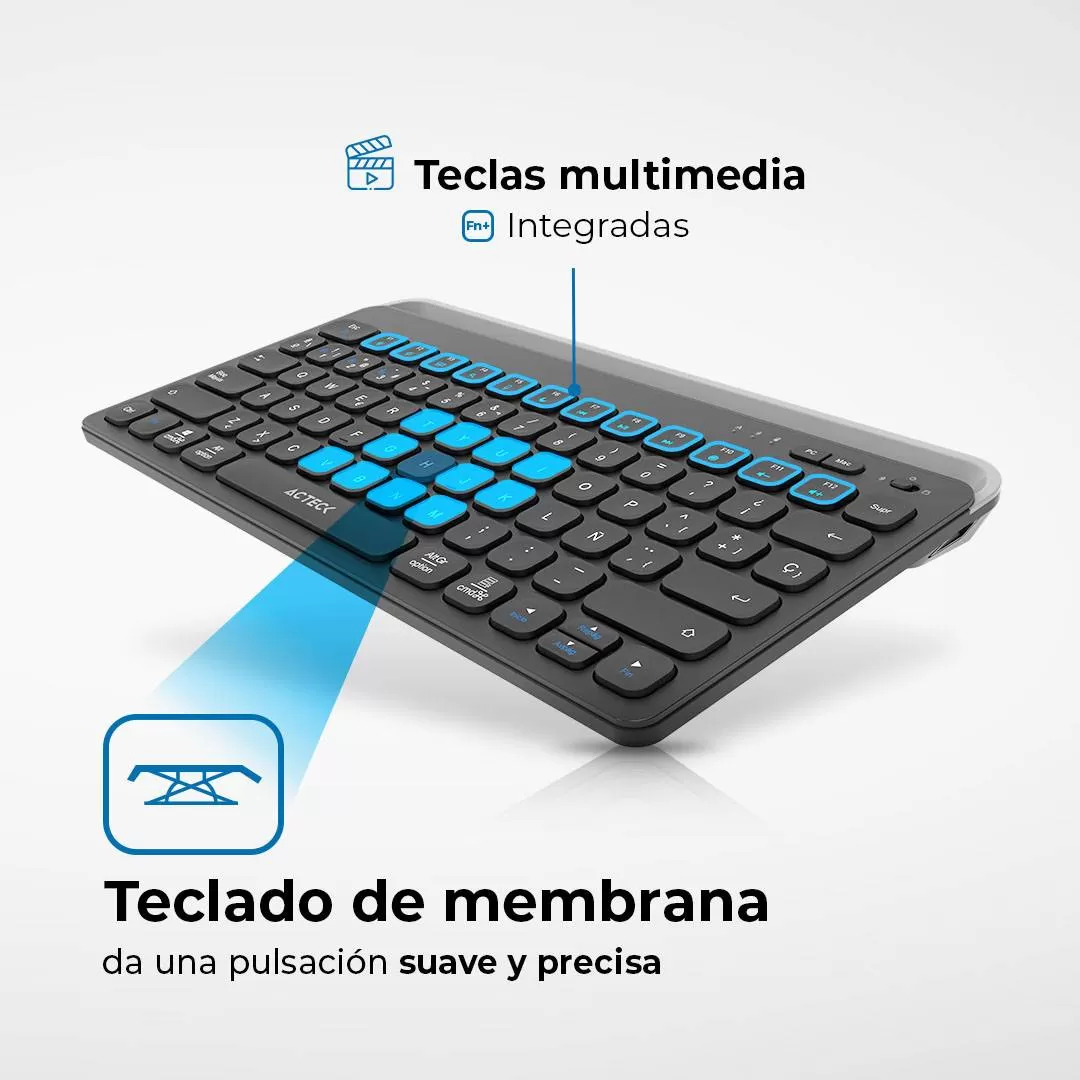 Teclado Inalámbrico Multidispositivos AC-940122INSPIRE TREK TI737 Acteck Elite Series Bluetooth 5.1, Dongle 2.4 MHz - Imagen 2