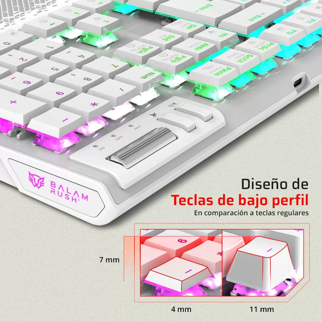 Teclado Gamer Inalámbrico DOMINATE EXPERT GK9791 Balam Rush Legend Series Conecta hasta 5 Dispositivos, Color Blanco, BR-940399 - Imagen 2