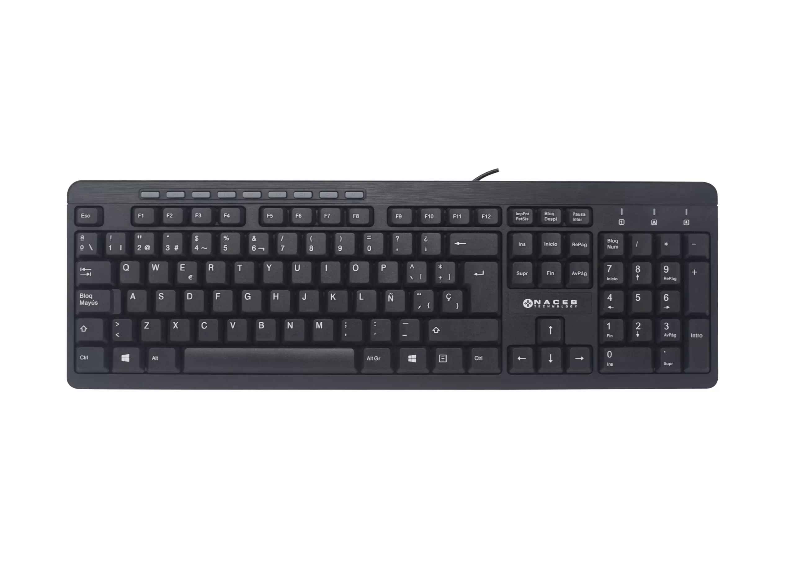 Teclado Multimedia Naceb Technology NA-0109, Estándar, Negro, Alámbrico