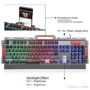 Kit de Teclado y Mouse Gaming BROBOTIX 188533-2, USB, alámbrico, color humo