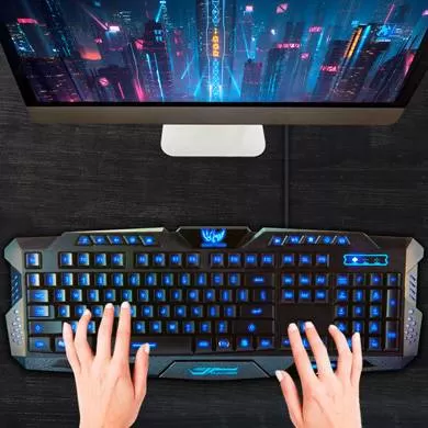 Teclado Iluminado, RGB, Ergonómico, Multimedia, Alámbrico USB, Negro (Inglés), 420028 BROBOTIX - Imagen 3