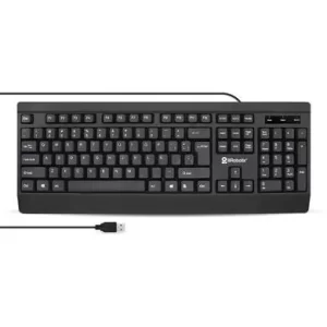 Teclado, USB, QWERTY, Universal, alámbrico, antiderrames, ultra silencioso, en Español, negro, BROBOTIX 6007181