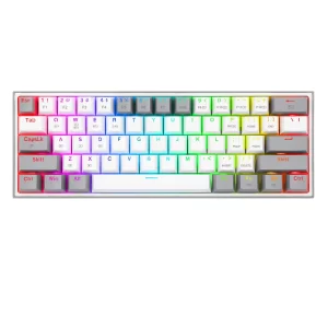 Teclado Mecánico Redragon Fizz Pro White/Gray, Inglés, Blanco y Gris