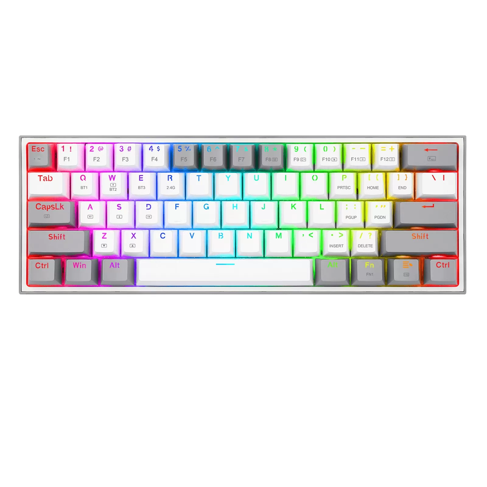 Teclado Mecánico Redragon Fizz Pro White/Gray, Inglés, Blanco y Gris