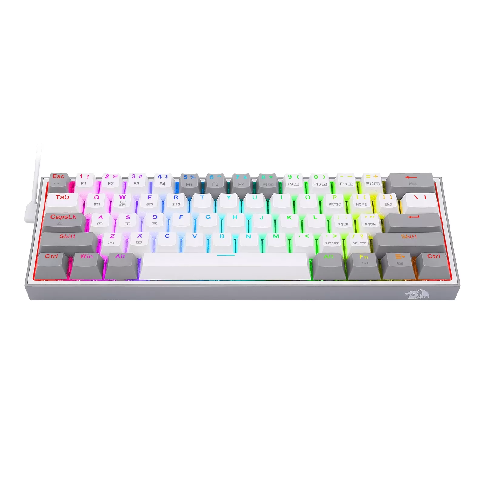 Teclado Mecánico Redragon Fizz Pro White/Gray, Inglés, Blanco y Gris - Imagen 2