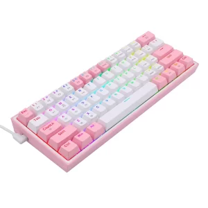 Teclado Mecánico Redragon Fizz Pro White/Pink, Blanco y Rosa