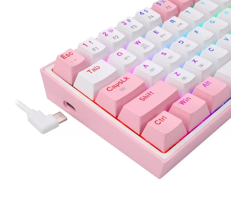 Teclado Mecánico Redragon Fizz Pro White/Pink, Blanco y Rosa - Imagen 4