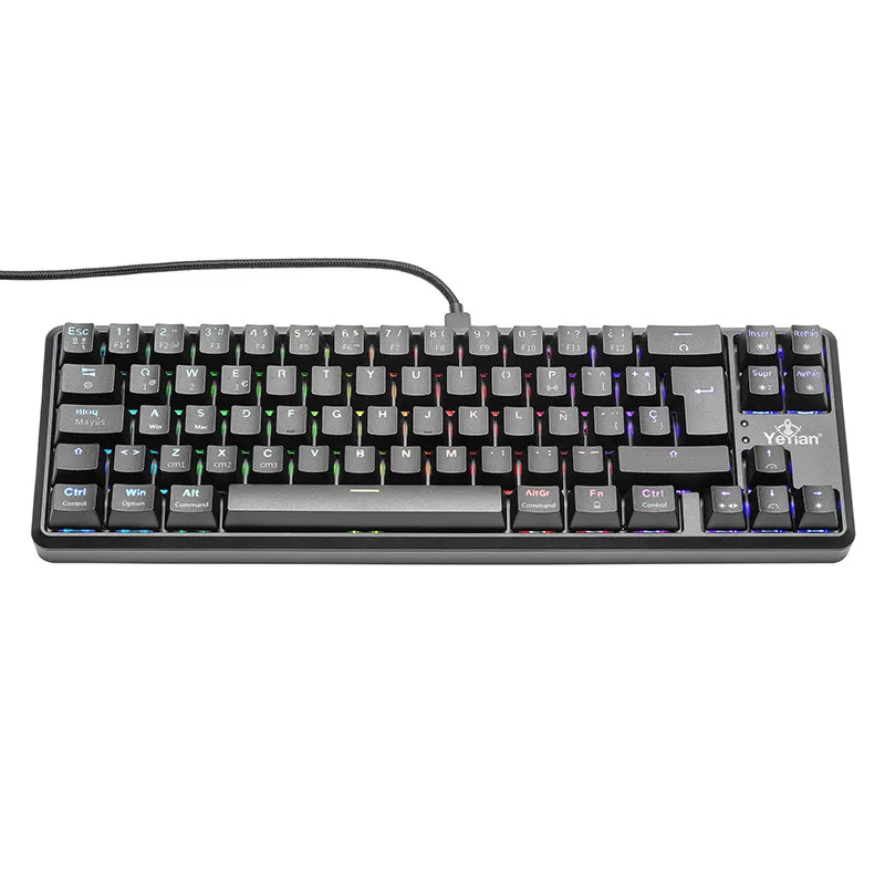 YEYIAN, TECLADO GAMER AKIL S3500, SWITCH AZUL, 69 TECLAS, ANTI GHOSTING Y N-KEY, LED RGB DE ARCOIRIS, 18 EFECTOS, IP42, USB, BATERIA INT YTM-28210B